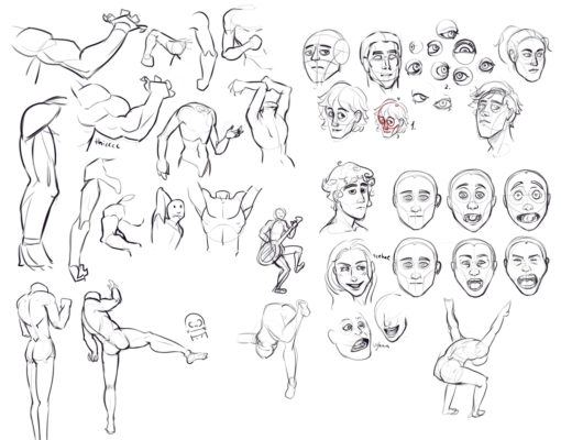 Drawing drill #8: <br/>Arms, gestures, faces, expressions by Smirking Raven