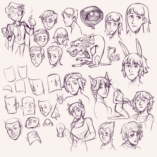 Character doodles and faces practices : <br/>Drawing drill #75 by Smirking Raven