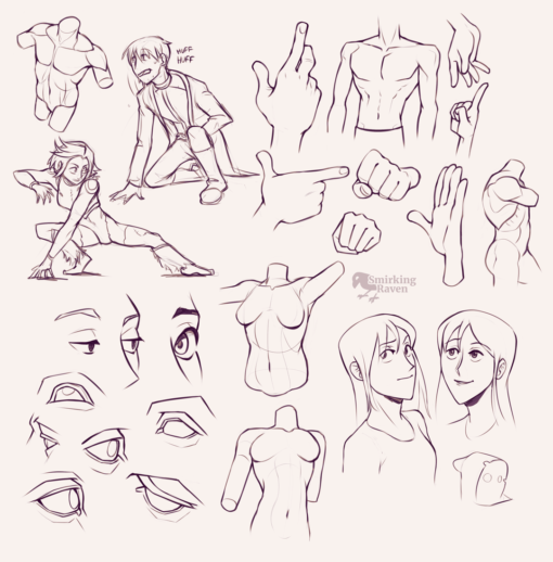 Body anatomy, torso, eyes, hands, the usual : <br/>Drawing drill #99 by Smirking Raven